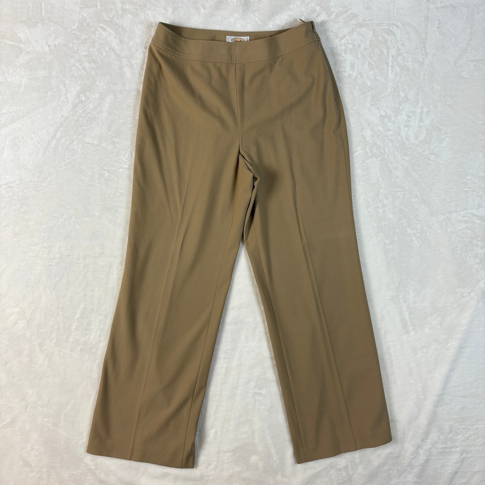 Talbots Trousers Womens 8P Tan Good Vintage Stretch Side Zip Straight Leg Pants